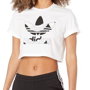 adidas Originals Women's Marimekko Cropped Tee with Trefoil Print